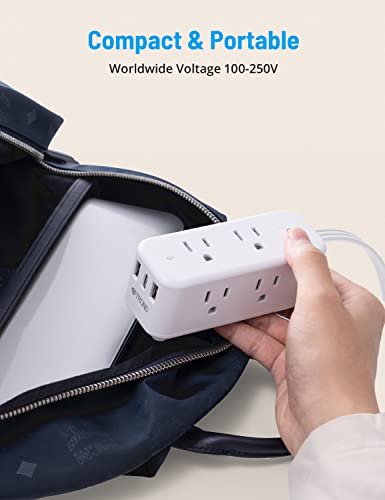 Ultra Thin Flat Extension Cord 10 Ft - Flat Plug Power Strip Surge Protector With Usb C, 6 Widely Outlets 3 Usb Ports, Slim Long Cord Desk Charging Station, Wall Mount, Compact For Travel, Dorm Room #TOP7