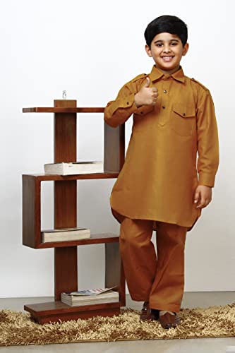 Image of Pro-Ethic Style Developer Kids Ethnic Wear Cotton Pathani Suit for Boys|Plain Kurta Pajama