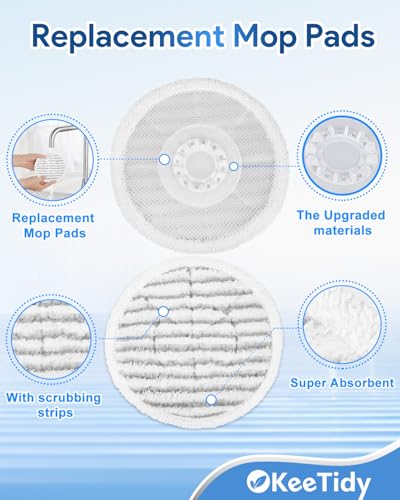 Image of Steam Mop Replacement Brush Pads Compatible with Shark Steam and Scrub Mop S8201 S 70001 S8001 S7201 S7000 Series Reusable Mop Pad Head Nylon Bristle for Polishing Hard Floors, 2 Brushes+2 Pads