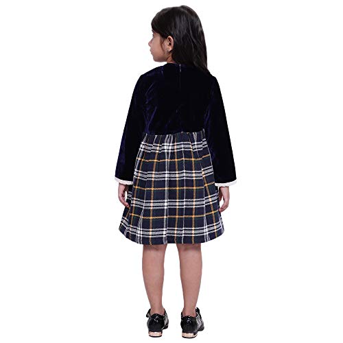Image of BownBee Velvet Twill Full Sleeve Dress for Baby Girl-Black