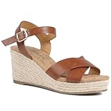 Pavers Wide Fit Espadrille Wedge Sandals - Tan Size 5