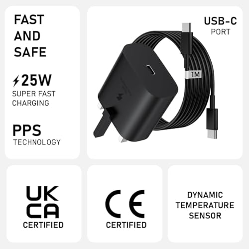 Motorola G96/G85 5G/G75/G55/G56/S50/G45/G36/G35/G15/G04/G34/G14/G53/G24 Charger Plug [25W] Super Fast Charger Plug For Motorola moto edge 60 neo Type C Charging Cable [1M] High Speed Adapter UK 3 Pin - Image 2