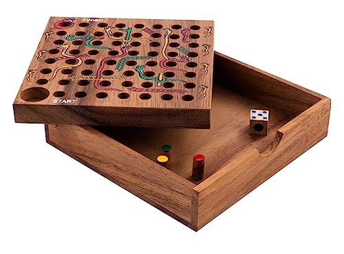 Engelhart - 350280- Snakes and ladders game in a wooden box - travel game for age 4 plus - 2 to 4 players 13.5 x 13.5 x 3.5 cm - Image 4