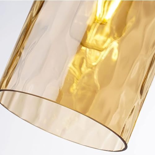 Lampe suspendue pour escalier luminaire en verre ondulé ambre et or anti éblouissement