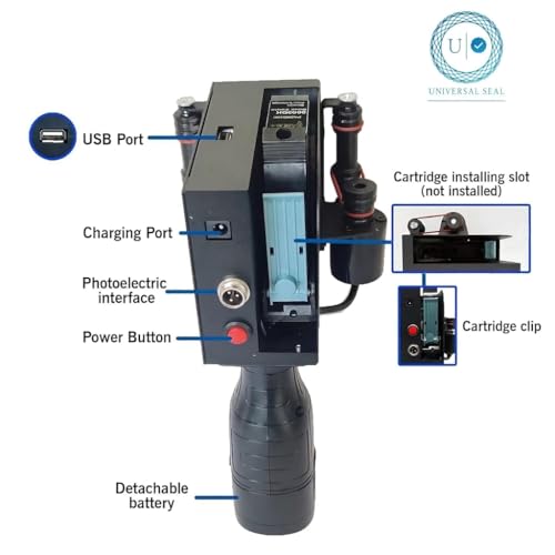 Image of 12.7mm Handheld Smart Date Coder TIJ Inkjet Printer | Batch Code, Logo, MFG & Expiry Printing Machine for Plastic Bottles & Labels