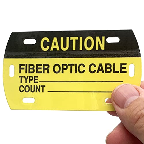 Smartsign "Caution Fiber - Optic Cable" Tag | 3.5" X 2" Self-Laminating 16 Mil Hdpe, Pack Of 50 #TOP1