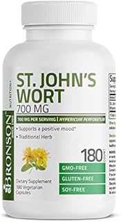 Bronson St. John's Wort 700 MG per Serving Hypericum Perforatum Supports a Positive Mood - Non-GMO, 180 Vegetarian Capsules