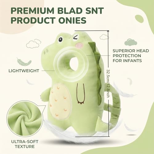 Image of Baby Head Protection Backpack - Soft Lightweight Fall Cushion for Toddlers During Crawling & Walking, Helps Ease Impact from Backward Tumbles(Dinosaur)
