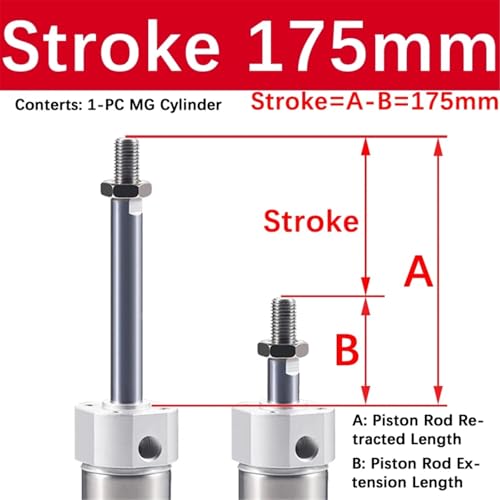 Vérin pneumatique double effet anti corrosion course 175mm - 3