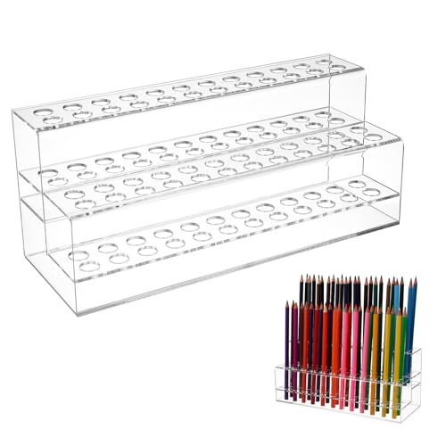 Hemobllo Soporte de Plástico para Bolígrafos y Pinceles 48 Ranuras, Expositor para Lápices de Colores y Cosméticos, Adecuado para Oficina y Hogar