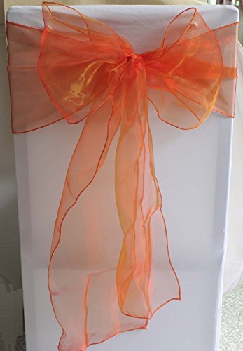 SF New Pack of 50 Chair Decorative Organza Sashes Bow Designed for Wedding Events Banquet Home Kitchen Decoration - (50, Orange)