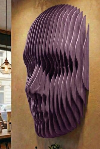 Duvar Dekoru, FlatForm Echo Parametrik Yüz 3D Katmanlı Modern Duvar Heykeli (Mor)