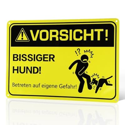 Warnschild-Maße: Vorsicht Hund Schild hat eine Größe von 20×30 cm, ist perfekt für Gärten und Höfe geeignet und sorgt für gute Sichtbarkeit auch aus der Entfernung Aluminium-Grundmaterial: Aus Aluminiumlegierungen gefertigt, ist das Achtung Hund Schi...