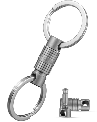 Image of TISUR Titanium Quick Release Keychain, Retractable Key Chain Detachable Keychain Clip,Pull Apart Key Rings for Men Women