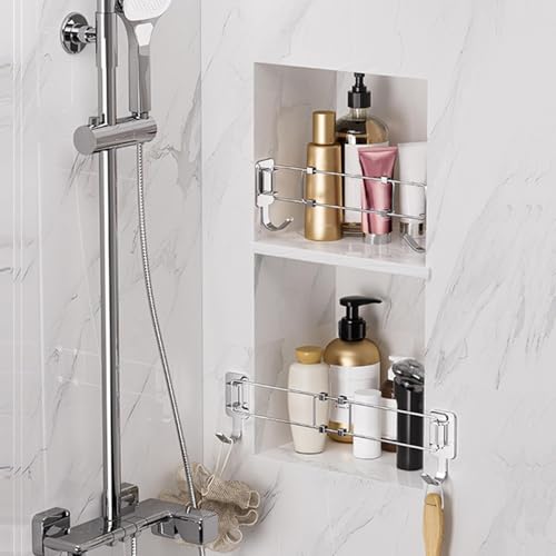 Barre de rangement peu encombrante pour douche sans aucun perçage