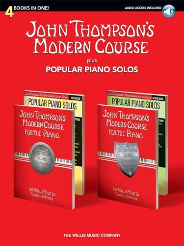 John Thompson's Modern Course Plus Popular Piano Solos (4 Books in One!) | Early Intermediate Piano Solo Method Plus Sheet Music Book for Students | ... (John Thompson's Modern Course for the Piano)