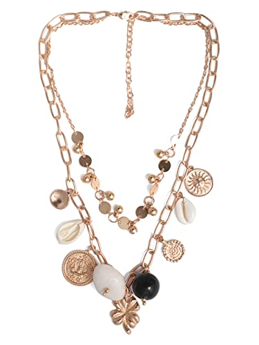 disc classic double layered multi charm necklace (B0BTHM21XR) Amazon Price History, Amazon Price Tracker