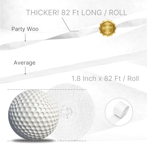 Image of PartyWoo White Crepe Paper Streamers 8 Rolls 656 ft Pack of Metallic Pearl White Crepe Paper Rolls for Graduation Wedding Baby Shower Gender Reveal Birthday Party Decorations (1.8 Inch x 82 Ft /Rolls)