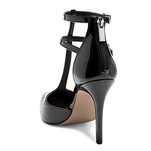 FSJ Women Fashion Closed Pointed T-Strap Pumps Animal D'Orsay Print/Solid Color Buckle Ankle Straps Stiletto High Heels Party Dress Shoes Size 4-15 M US3