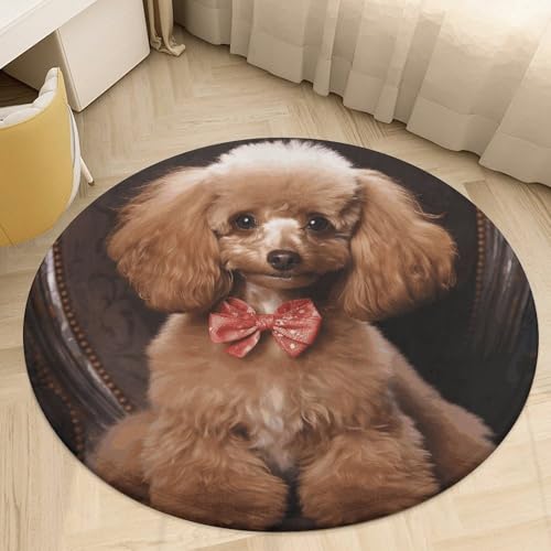 Tapis rond en velours de corail de 0,6 m, tapis de salle de bain, tapis de caniche avec envers antidérapant, tapis de caniche à poils courts absorbant l'eau,...