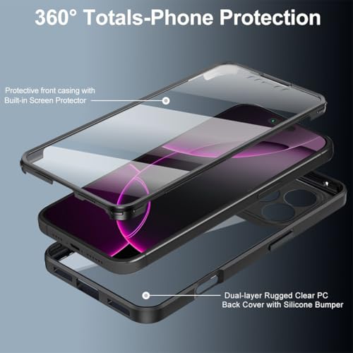 Coque iPhone 17 Pro Max noire rigide transparente avec protection ecran intégrale - 2