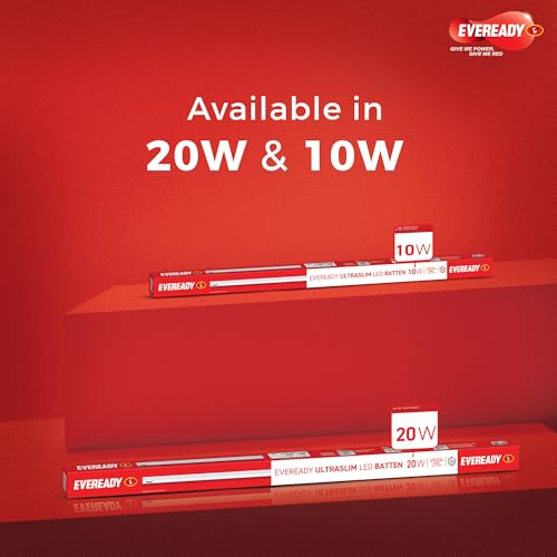 Image of EVEREADY Ultraslim 10W LED Batten, Cool Day Light (6500K), Stylish, Energy-Efficient & Durable Lighting Solution, Pack of 2