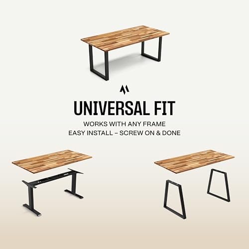 Image of COREMINDED Solid Wood Desk Table Top - Pre-Finished 1.2 inch Thick Tabletop - Universal Fit for Standing Desks, Countertops & Workstations (72 inch x 24 inch, Acacia)