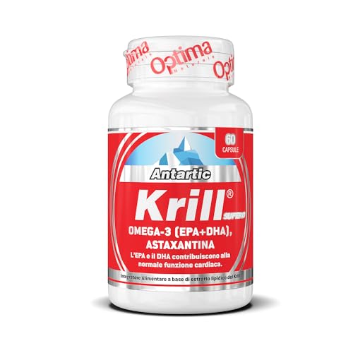Antartic Krill Superb, 60 capsule naturalmente ricco in Omega 3, EPA, DHA e Astaxantina - contribuisce alla normale funzione cardiaca Optima Naturals