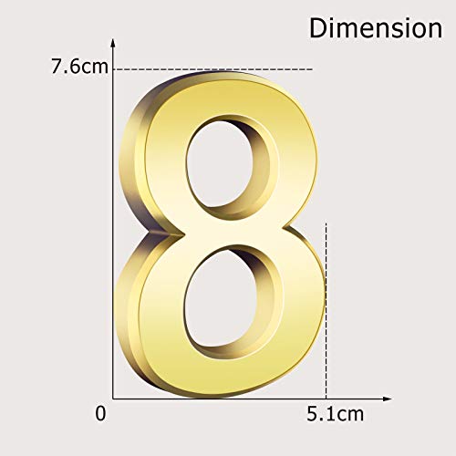 Image of 20 Pieces House Numbers Mailbox Numbers 0-9, 3D Door Address Numbers Self Adhesive Mailbox Numbers Sticker or House, Apartment, Office, Hotel Room, Mailbox Signs (Gold,3 Inch)