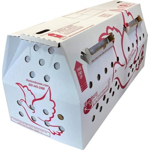 Horizon Micro-Environments Live Bird Shipping Boxes Chickens Poultry Waterfowl Gamefowl U.S.P.S. Approved *VENTED LARGE* Pack 1, Red & White