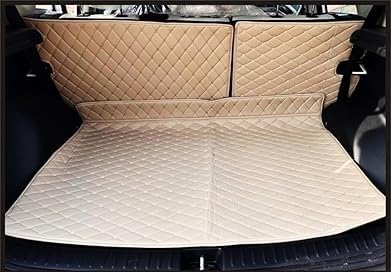 Image of Premium 7D Boot /Trunk Mats Compatible for Invicto||Luxury Leather Double Layered mats||Set of 3Pcs||100% Waterproof and Washable (Beige with Golden)