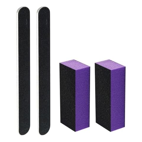 SKYPIA 4 Pack Black Nail File 100/180 Grit and Purple 3 Sided Buffer Block Set Cover