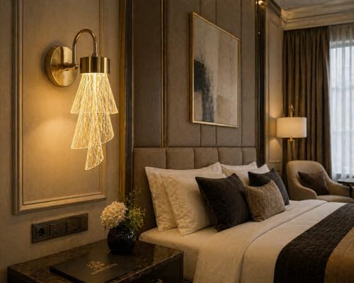 OJIT LIGHT DECORATION Modern 1051_WL Wall Light | Vintage Brass Finish Wall Sconce | Warm Decorative Wall Lamp for Bedroom, Living Room, Hallway & Bedside (Pack of 1)
