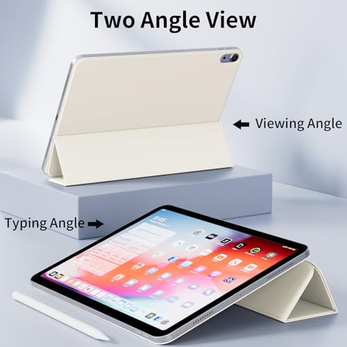 Image of KenKe Case for iPad 11-Inch A16 11th Generation & iPad 10.9-Inch 10th Generation (2025 /2022), Convenient Magnetic Attachment Lightweight Cover with Two-Way Trifold Stand, Auto Sleep /Wake, Cream White