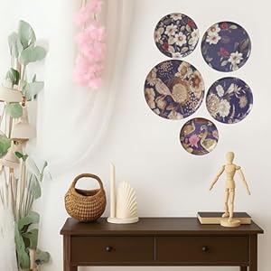 RITUALISTIC Oriental Blooms Iron Wall Art Plates – Set of 5 Decorative Plates | Floral & Nature-Inspired Metal Wall Decor | Elegant Wall Hanging for Living Room, Bedroom & Home Decor Accent