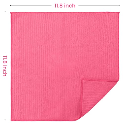 Image of SIFANGKE Microfiber Cleaning Cloth, 12 Pack HotPink Cleaning Rags for Housekeeping, Reusable Microfiber Towels for Car, Kitchen, Bathroom and Household Cleaning Supplies, 11.8 inchX11.8 inch