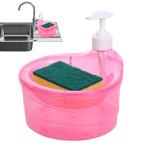 Hand Soap Dispenser - 2 in 1 Washing Up Liquid Dispenser, Dish Washing Pump Organizers | Sink Pump Dispenser Refill Soap Holder with Sponge, Soap Pump and Sponge caddyy for Kitchen Dishwashing
