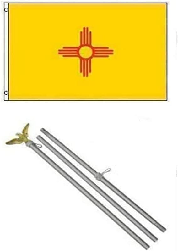 2x3 2x3 State of New Mexico Flag Galvanized Pole Kit Eagle Top BEST Garden Outdor Decor polyester material FLAG PREMIUM Vivid Color and UV Fade Resistant