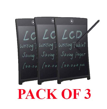 Remixmart LCD Writing Pad, Scratch Pads, Scribble Pad, Note Pad, Drawing Pad, Boogie Board for Child, Kids, , Memo Pad, One Button Erase {Very Long Battery} 8 Inches Writing Space (Pack of 3)