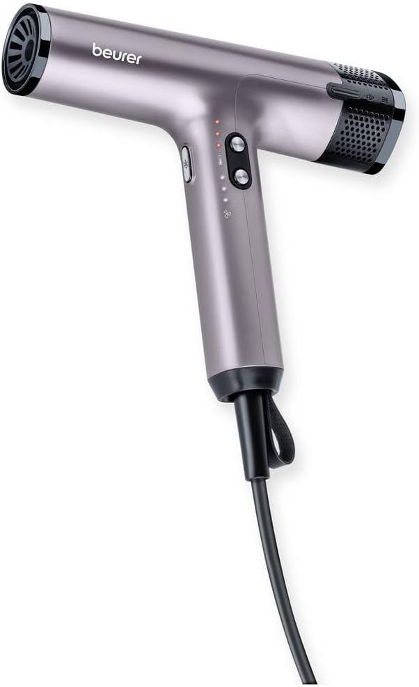 Beurer HC 100 Hairdryer Excellence hair dryer with digital motor extremely powerful and ultra light weight 4 temperature & blow settings for fast and gentle drying styling nozzle & diffuser
