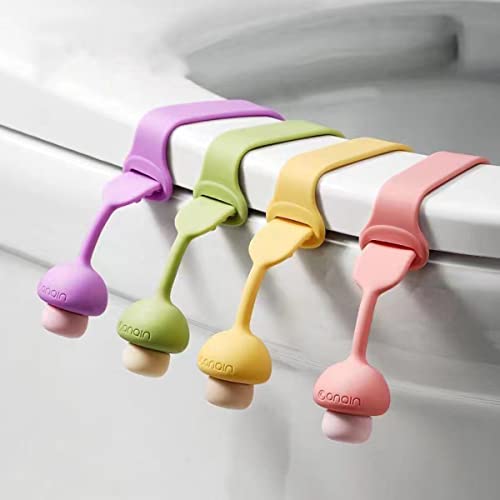 4pcs Silicone Toilet lid Lifter Handle seat Lifter, Avoid Touch Toilet lid Handle for Bathroom, Home Travel Office Hotel (4 Colors)