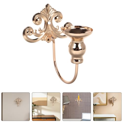 Candelabros de pared de hierro dorado vintage: soporte para vela de 2 piezas 8