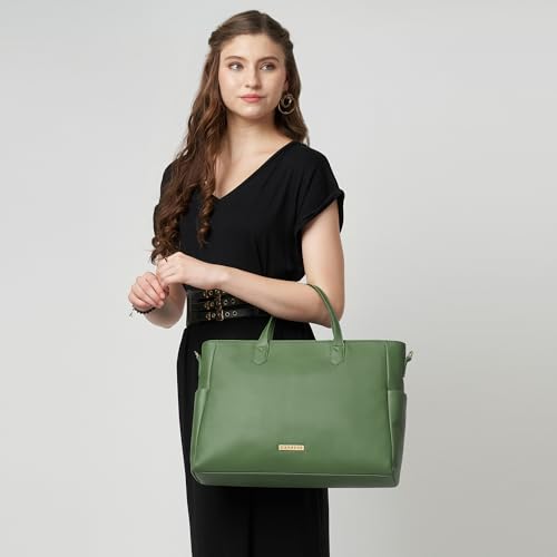 Image of Caprese Bow 15.6 Inch Large Laptop Bag for Women with Adjustable & Detachable Straps | Stylish, Durable, and Spacious with Multiple Compartments for Work, Travel, and Everyday Use
