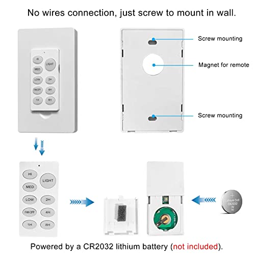 Ceiling Fan Remote Control Kit Universal Wireless Wall Switch Mountalbe Control With Receiver Fan Light Timing Speed Controller Replacement For Hunter Westinghouse Honeywell Hampton Bay Lichler Etc. #TOP3