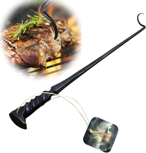 BBQ Food Flipper, Innovative BBQ Meat Hook with Pointed Tail, Stainless Steel Heavy Duty Food Flipper, Food Flipper BBQ Accessories, Great Tools for Indoor and Outdoor BBQ