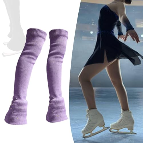 Chaussettes de patinage artistique sans pieds guêtres tricot épais couverture adulte