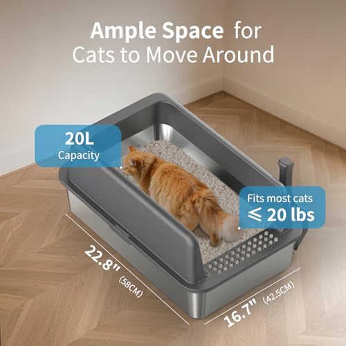 Arenero metálico extra grande para gatos con tapa y pala miniatura 4