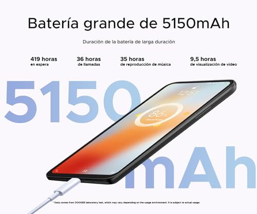 DOOGEE N55 Pro Smartphone Android 14, 6.56 Pulgadas HD+, Octa Core, 16GB RAM+256GB ROM/Ampliable 1TB, 13MP+8MP Cámaras, 5150mAh, Telefonos Moviles Libres, Dual SIM 4G, Face ID, OTG, GPS, Azul - imagen 6