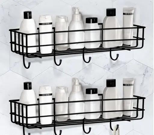Bathroom Rack Self Adhesive Bathroom Shelves & Racks with Hooks No Drilling Wall Mount Storage Bathroom Accessories for Home Rustproof Bathroom Shelf 4 Hook1 PCS 4 Hook - 819_KP778-picture-24