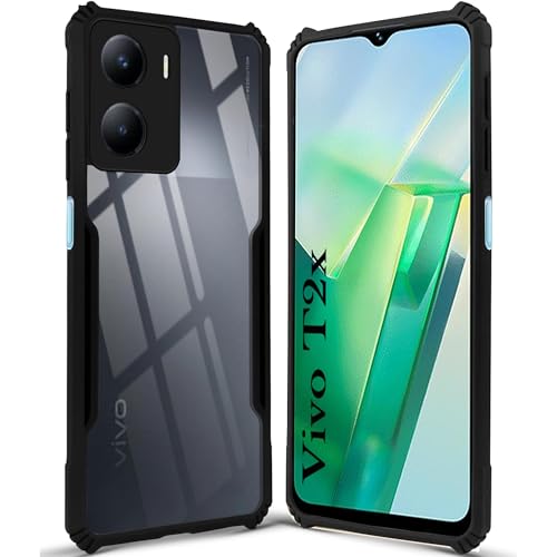 Image of Jkobi Back Case Cover for Vivo T2x (Shockproof with Polycarbonate Clear Panel | Professional Black)